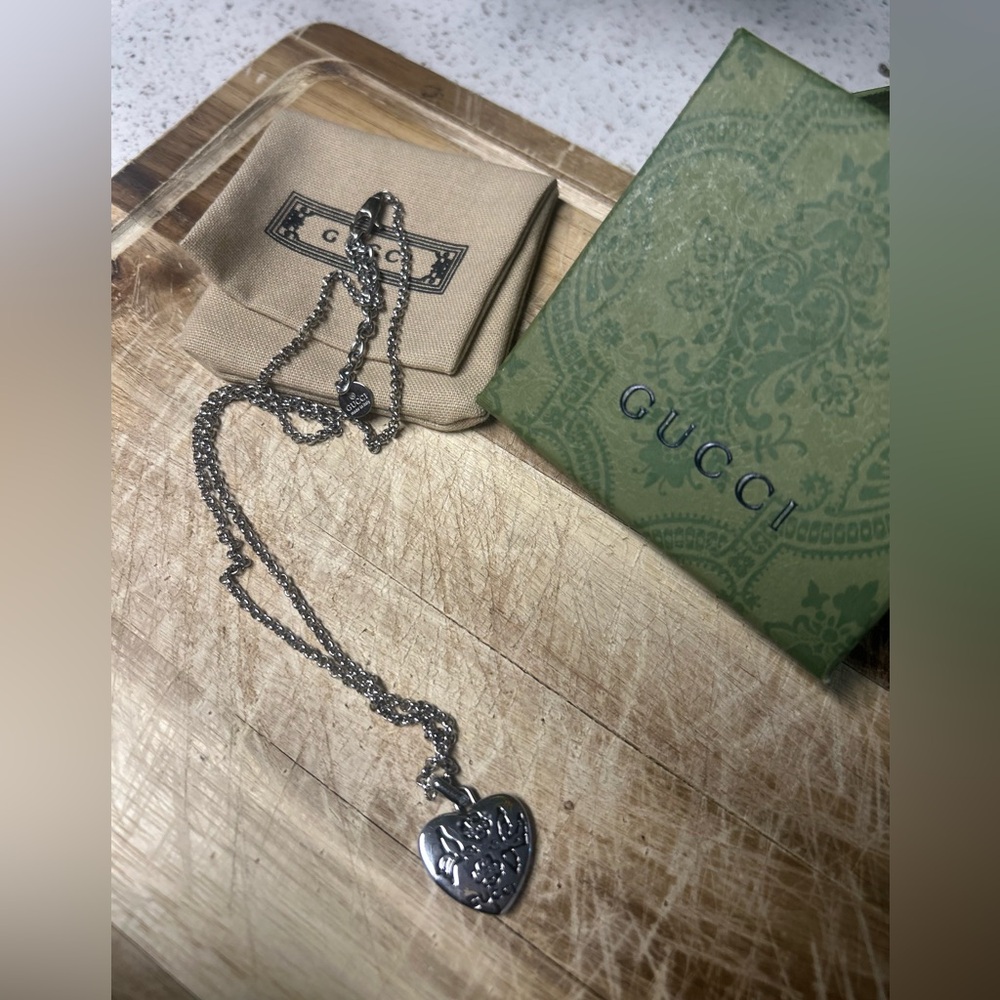 Gucci Silver Heart Charm Necklace